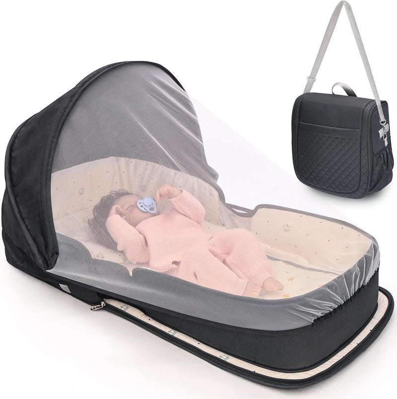 YVMVDV Portable Travel Bassinet for 0-8M Baby, Portable Travel Baby Bed, Cosleeping Baby Bed with Mosquito Net, Lightweight and Foldable - Image 1